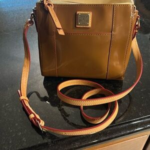 Dooney & Bourke Tan Crossbody Bag with Gold Accents